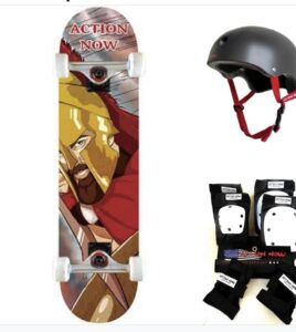 PROMO KIT: Skate ACTION NOW Spartan 8.25" + Casco + Set Protezioni