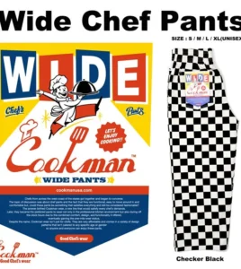 COOKMAN Wide Chef Pants Checker Black
