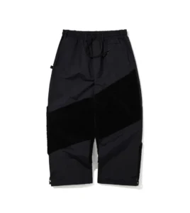 BSRABBIT Wave Panel Fleece Super Wide Pants Black